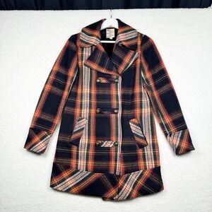 Tulle Women's Peacoat Jacket Plaid Wool Blend Multicolor - XS